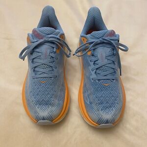 Hoka One One Clifton 9 Women's Running Shoes Blue‎ Orange Size 8.5B W comfort